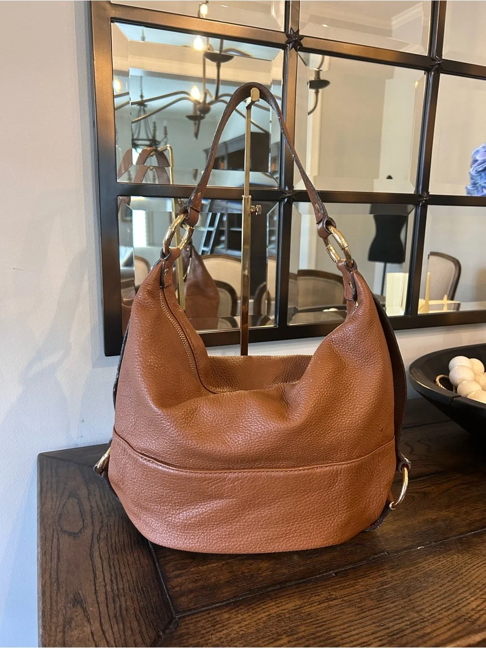 Michael Kors Fulton Hobo in brown pebble leather